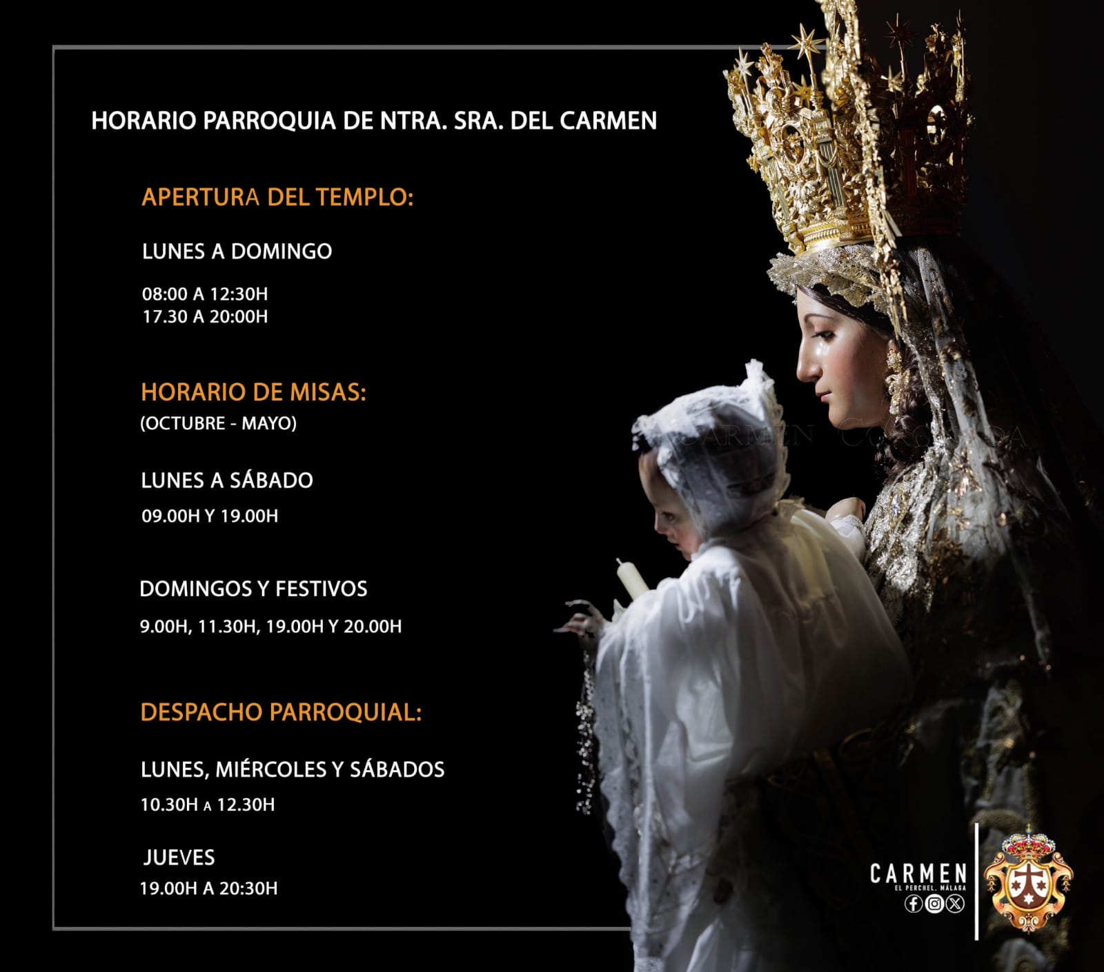 horario parroquia carmen malaga