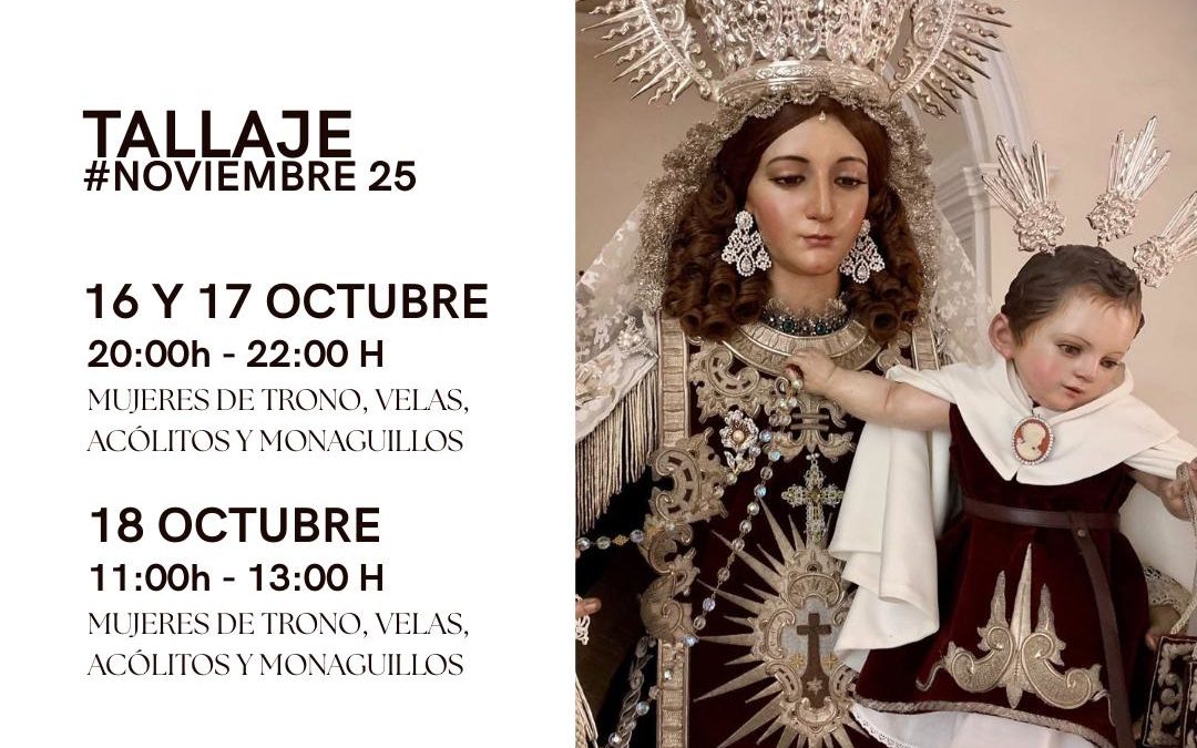 Tallaje e inscripción de participantes – Rosario de Ánimas y Fieles Difuntos 2025